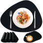 Set 8 suporturi farfurii si pahare, impermeabile, rezistente la temperaturi ridicate, PVC negru Set 8 suporturi farfurii si pahare, impermeabile, rezistente la temperaturi ridicate, PVC negru