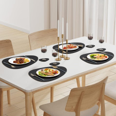 Set 8 suporturi farfurii si pahare, impermeabile, rezistente la temperaturi ridicate, PVC negru