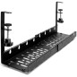 Raft organizator cabluri birou, latime reglabila 29-54,5 cm, orificii ventilatie, otel negru mat Raft organizator cabluri birou, latime reglabila 29-54,5 cm, orificii ventilatie, otel negru mat