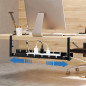 Raft organizator cabluri birou, latime reglabila 29-54,5 cm, orificii ventilatie, otel negru mat Raft organizator cabluri birou, latime reglabila 29-54,5 cm, orificii ventilatie, otel negru mat