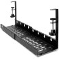 Raft organizator cabluri birou, latime reglabila 29-54,5 cm, orificii ventilatie, otel negru mat Raft organizator cabluri birou, latime reglabila 29-54,5 cm, orificii ventilatie, otel negru mat