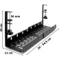 Raft organizator cabluri birou, latime reglabila 29-54,5 cm, orificii ventilatie, otel negru mat Raft organizator cabluri birou, latime reglabila 29-54,5 cm, orificii ventilatie, otel negru mat