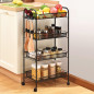 Raft multifunctional, 4 cosuri depozitare, roti transport, 83x44x27 cm, otel negru Raft multifunctional, 4 cosuri depozitare, roti transport, 83x44x27 cm, otel negru