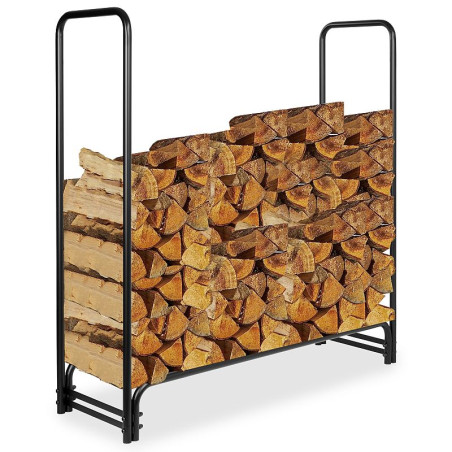Suport metalic depozitare lemne, sarcina maxima 200 kg, otel negru mat, 122x122x36 cm
