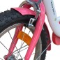 Bicicleta copii, roti 16 inch, cos frontal, portbagaj, frane V-Brake, cric, alb roz, RESIGILAT