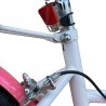 Bicicleta copii, roti 16 inch, cos frontal, portbagaj, frane V-Brake, cric, alb roz