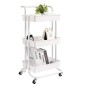 Raft universal de depozitare, 3 cosuri perforate, roti transport, ABS si metal, 45x35x84 cm, alb, RESIGILAT