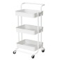 Raft universal de depozitare, 3 cosuri perforate, roti transport, ABS si metal, 45x35x84 cm, alb, RESIGILAT