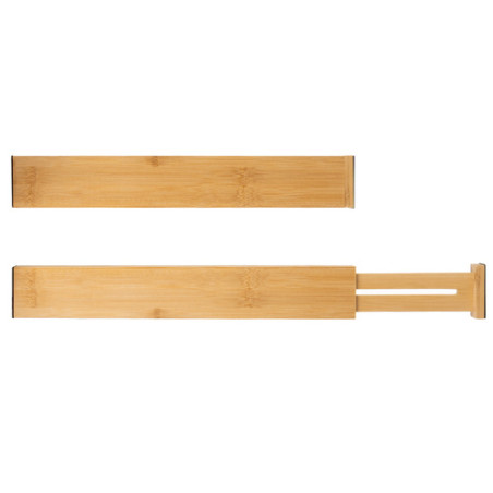 Organizator reglabil sertar, set 4 separatoare, telescopic 42-56 cm, bambus