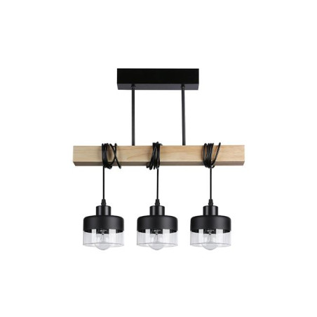 Lampa suspendata Stark, 3xLED-uri 50W, soclu E27, IP20, otel si lemn
