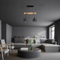 Lampa dining, 2 LED-uri 50W, baza lemn, lungime 40 cm, abajur sticla