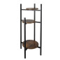 Suport de flori cu 3 rafturi, inaltime totala 81 cm, stil industrial, fier, MDF, PP