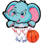Cos baschet pentru copii, panou Elefant 24x26,5 cm, minge 7,5 cm, multicolor