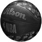 Minge de baschet pentru antrenament, nr. 7, logo Wilson NBA, piele, negru cu imprimeu gri