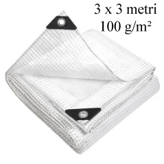 Prelata ranforsata 3x3 m, 100g/mp, protectie UV+ si inghet, ochiuri otel 12 mm, polietilena transparenta