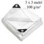 Prelata ranforsata 3x3 m, 100g/mp, protectie UV+, ochiuri otel 12 mm, polietilena transparenta