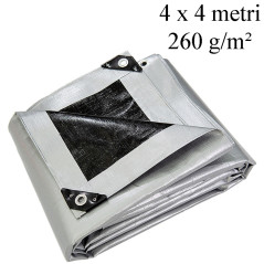Prelata 4x4 m 260g/mp, inele metalice 12 mm, impermeabila, protectie UV+ si inghet, margini intarite