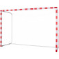 Plasa pentru poarta fotbal, ochiuri de 10x10 cm, 300x160x90 cm, alb, rosu