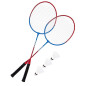 Set 2 rachete de badminton, 3 fluturasi inclusi, maner 3 x 2.5 x 16 cm, rosu/albastru Set 2 rachete de badminton, 3 fluturasi inclusi, maner 3 x 2.5 x 16 cm, rosu/albastru