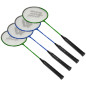 Set complet badminton, 4 rachete, 2 fluturasi, fileu cu plasa, multicolor