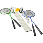 Set complet badminton, 4 rachete, 2 fluturasi, fileu cu plasa, multicolor