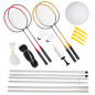 Set de badminton si volei, 10 in 1, rachete, plasa, stalpi, volante, geanta depozitare, cadru otel
