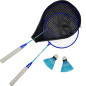 Set badminton, 2 rachete, 2 fluturasi, husa transport, albastru
