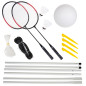 Set 6 in 1 pentru badminton si volei, mingea marimea 5, cadru cu plasa, 2 rachete, 2 volante, pliabil, inaltime 170 cm Set 6 in 1 pentru badminton si volei, mingea marimea 5, cadru cu plasa, 2 rachete, 2 volante, pliabil, inaltime 170 cm