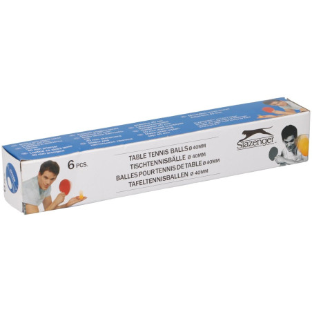 Set 6 mingi pentru tenis de masa, diametru 4 cm, logo imprimat, albe