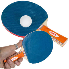 Set pentru ping pong, 2 rachete si 3 mingi 40 mm, lemn, burete, cauciuc