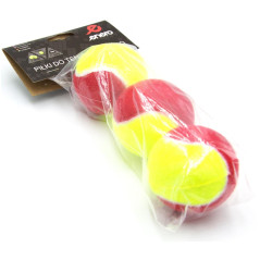Set 3 mingi de tenis, diametru 6.3 cm, standard, cauciuc si plastic, galben/rosu