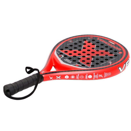 Racheta padel XQ250, pentru incepatori, maner antiderapant, 26x3.7x46.5 cm, spuma EVA, fibra de sticla, rosu/negru