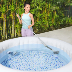 Aspirator piscina, fara fir, autonomie baterie 50 minute, USB, cap rotativ, extensibil 145 cm, filtru otel inoxidabil