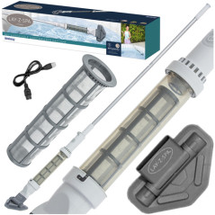 Aspirator piscina, fara fir, autonomie baterie 50 minute, USB, cap rotativ, extensibil 145 cm, filtru otel inoxidabil