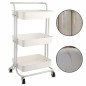 Raft universal de depozitare, 3 cosuri perforate, roti transport, ABS si metal, 45x35x84 cm, alb, RESIGILAT