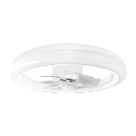 Plafoniera LED cu ventilator, 30W/15W, 4200 lm, lumina reglabila 3000-6500K, 6 viteze ventilator, otel si PC, alb