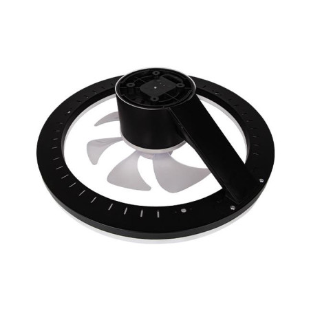 Plafoniera LED cu ventilator, 4200 lm, 30/15W, unghi fascicul 120 grade, temperatura 3000-6500K, 150x14 cm, otel si PC, negru