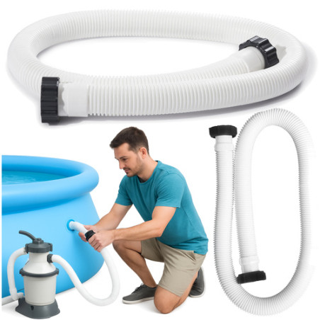 Furtun pentru pompa de filtru, flexibil, diametru 38 mm, lungime 150 cm, 2 conectori, alb