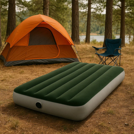 Saltea gonflabila camping, single, Dura-Beam cu Fiber-Tech, supapa 2 in 1, maxim 136 kg