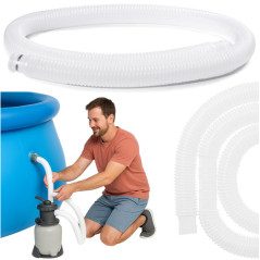 Furtun flexibil pentru pompa de filtru, lungime 150 cm, diametrul 3.2 cm, alb