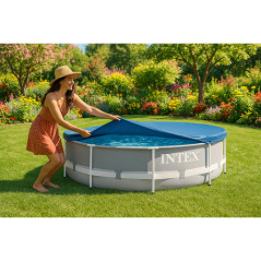 Prelata acoperire piscina, diametru 305 cm, snur prindere, vinil 110 g/m2