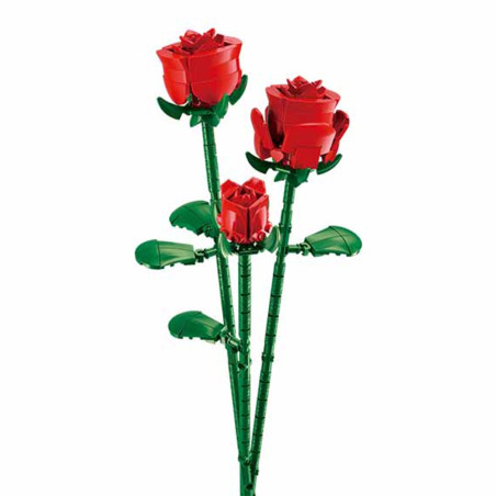 Set constructie vaza cu trandafiri rosii, 258 piese, varsta 10 ani+