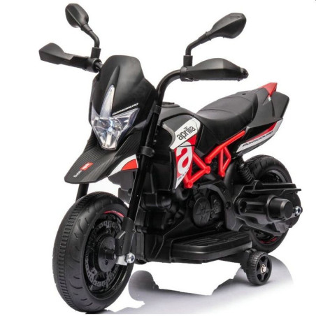 Motocicleta electrica pentru copii, Aprilia Dorsoduro 900, 20W, MP3, capacitate 30 kg, 75 x 36 x 49 cm, negru/rosu