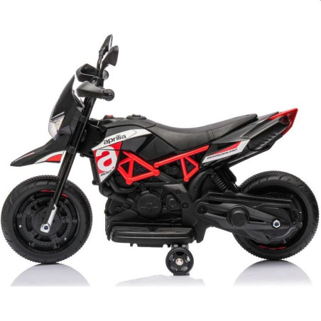 Motocicleta electrica pentru copii, Aprilia Dorsoduro 900, 20W, MP3, capacitate 30 kg, 75 x 36 x 49 cm, negru/rosu