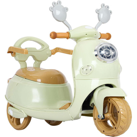 Motocicleta electrica pentru copii, pedala acceleratie, lumini, muzica, 30W, 2-3 km/h, maxim 25 kg, 80x59x31 cm, verde