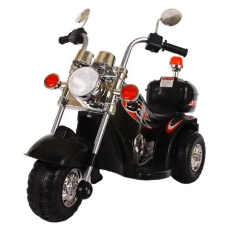 Motocicleta electrica de politie, lumini si muzica, baterie 6V, greutate 4 kg, negru