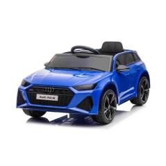 Masinuta electrica Audi-RS6, 12V, scaun piele, roti EVA, 2x30W, telecomanda, lumini fata-spate, albastra