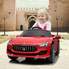 Masinuta electrica pentru copii, Maserati, 12V, telecomanda 2.4G, lumini fata-spate, 2 motoare, roti EVA, rosie