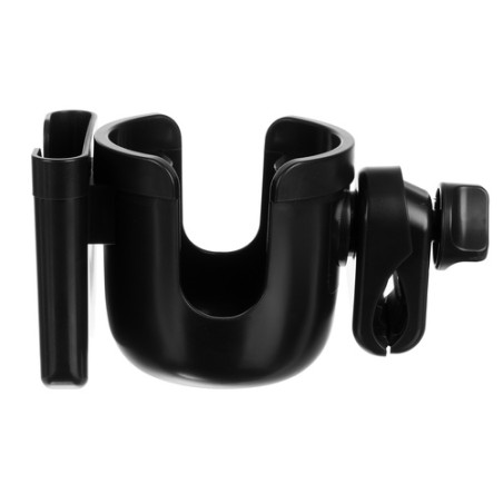 Suport pahar si telefon pentru carucior, pivotant la 360 grade, 18 x 9,2 x 9,4 cm, ABS, negru