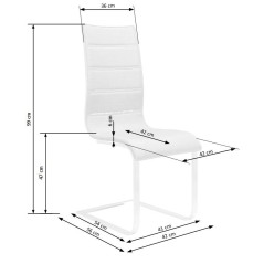 Scaun living/sufragerie Halmar K104, cadru metal, placaj lacuit, stil modern, 42x58x99cm, piele, negru